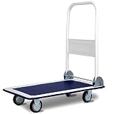 Giantex 10 Costway 10 330lbs Platform Cart Dolly Folding Foldable Moving Warehouse Push Hand Truck, 330lbs Weight Capacity, Blue