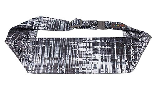 BANDI Large Travel and Running Belt, Securely Carry Keys, Phone, Medicine, Money or Food While You Exercise or Travel Within Its Sleek 3 Pocket Design, Size 7.5 Inch by 3.5 Inch Black Hatch One Size