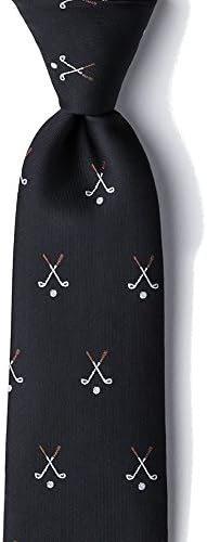 Men's 100% Silk Crossed Golf Clubs & Balls Golfer Golfing Necktie Tie