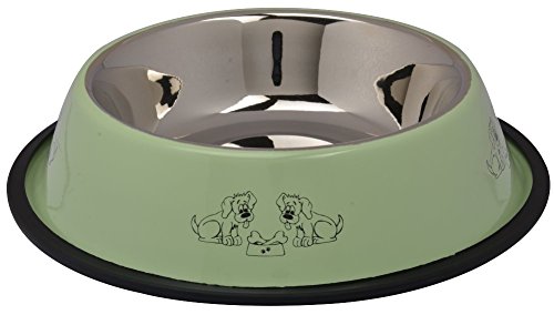 eNGe Pets Plain Printed Dog Bowl (Light Green, Large)