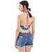 ROMWE Women's Sexy Spiral Tie Dye Multicolor Print Backless Tie Halter Top M