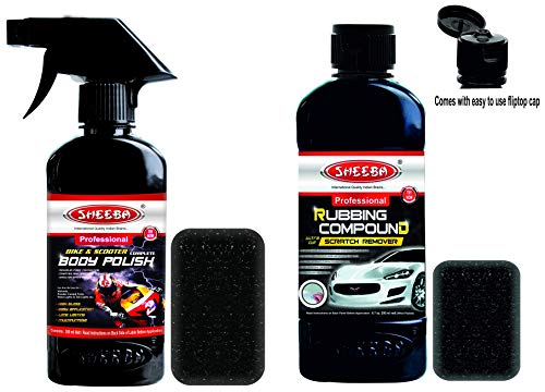 Sheeba Rubbing Compound Scratch Remover (200 ml) + Sheeba Bike & Scooter Complete Body Polish (200 Ml) Sheeba Rubbing Compound Scratch Remover (200 ml) + Sheeba Bike & Scooter Complete Body Polish (200 Ml)