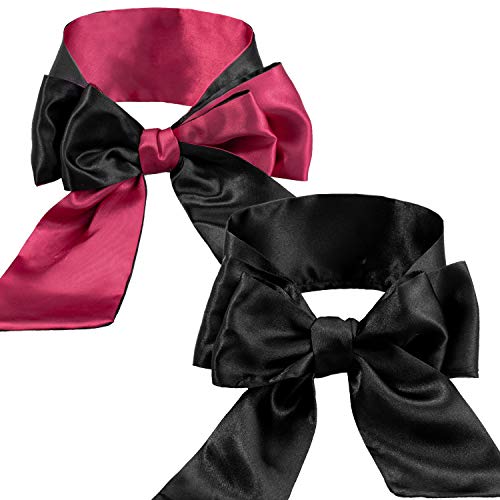 Whaline-confezione-da-2-bende-in-raso-per-gli-occhi-mascherine-per-dormire-da-150-cm-nera-e-rossa