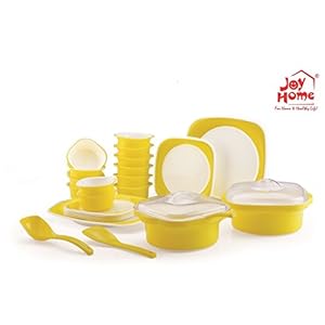 Joy Home Microwave Safe Dinner Set-32 Pcs Twin Colour Yellow