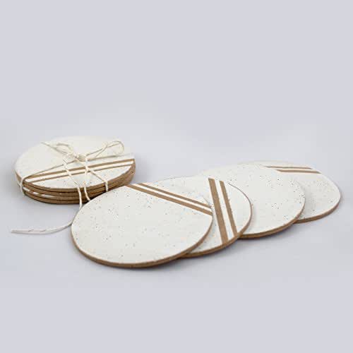 WHITE SPECKLED CERAMIC COASTERS (set of 4) Handmade Products