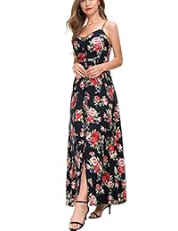 Vestido largo de verano para mujer, con tirantes ajustables, estampado floral, sin mangas, para la playa