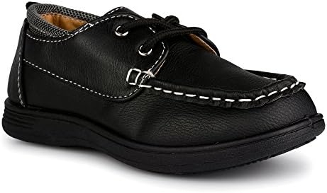 Chillipop Loafers for Boys and Toddlers , Faux Leather, Lace-Up Moccasin Shoe Black (V4) 13 M US Little Kid