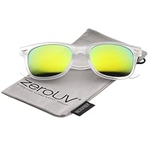 zeroUV - Matte Frosted Frame Reflective Colored Mirror Lens Horn Rimmed Sunglasses 54mm (Frost / Yellow Mirror)