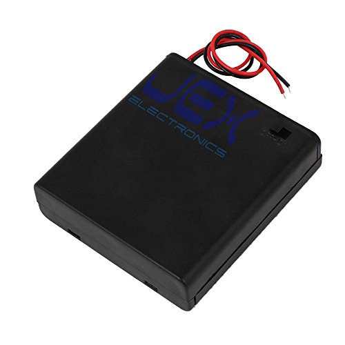Jex Electronics Four/4X AA DIY Battery Holder Case Box 6V/4.8V With Power Switch & Bare Wire Ends
