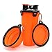 SLSON Dog Water Bottle Dog Feeder Food Container 2-in-1 for Pet Outdoor Dog Water Bowl with 2 Collapsible Dog Bowls for Travelling Hiking Walking, Orange