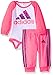 adidas Baby Girls' Spatter Performance Long Sleeve Bodysuit and Pant Set, White, 3 Months