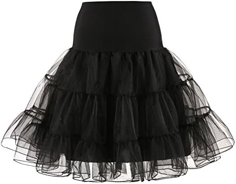 Wendybridal Women's 50s Vintage Rockabilly Petticoat Black Underskirt XL