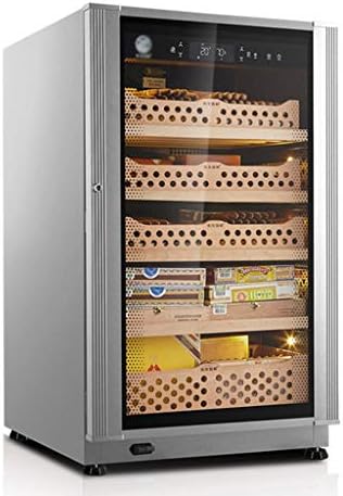 Humidors 1200 Cigar Thermoelectric Cigar Cooler Aluminum Alloy Electrophoresis Spanish Cedar Moisture Cabinet Adjustable Temperature Humidity Display Humidity (Color : Silver, Size : 68 * 70 * 118cm)