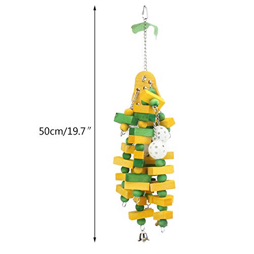 Segarty Parrot Bird Chew Toys, Natural Wooden Blocks Bird Toys with Bells, Pet Bird Toys Cage Accessories for Macaws, African Grey, Parakeets, Cockatiels, Amazon Parrots, Conures and Cockatoos