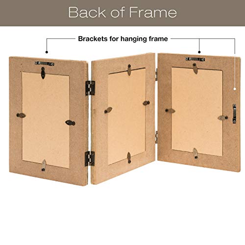 EXCELLO GLOBAL PRODUCTS Hand Painted Rustic Three Picture Frame Holds