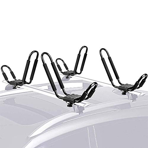 Windsurfing Racks 【2 Pairs】 Kayak Roof Rack, Universal Luggage Rack with J Pole Kayak ...