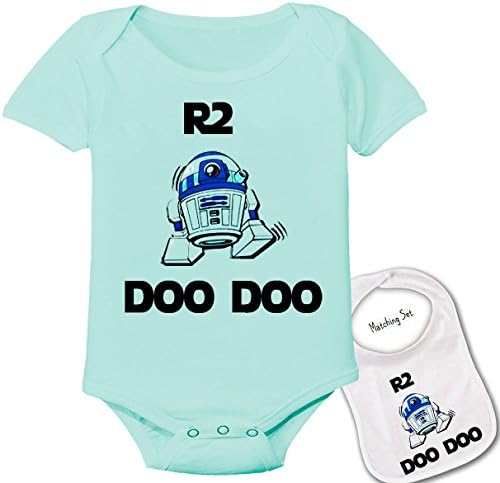 " R2 Doo Doo " Custom Printed Star Wars Baby bodysuit onesie &amp; Matching bib Set