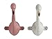 Set of 2 Distressed finished painted Pewter Flamingo Shaped Hooks - Pink and White