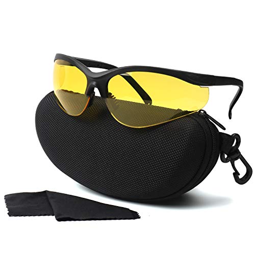 LaneTop Shooting Glasses for Men and Women, Anti Fog ANSI Z87.1 Safety Glasses with Hard Shell Case, UV400 Eye Protection for Shooting Range Glasses, Yellow Lens