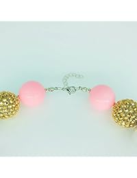 BUENAVO - Collar de oro rosa con cuentas de moda para bebé, diseño de bubblegum, incluye caja de regalo y tarjeta de felicitación