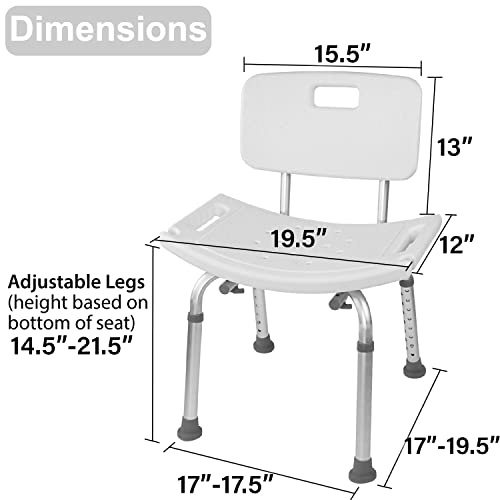 Vaunn ToolFree Assembly Adjustable Shower Chair Spa Bathtub Seat Bench