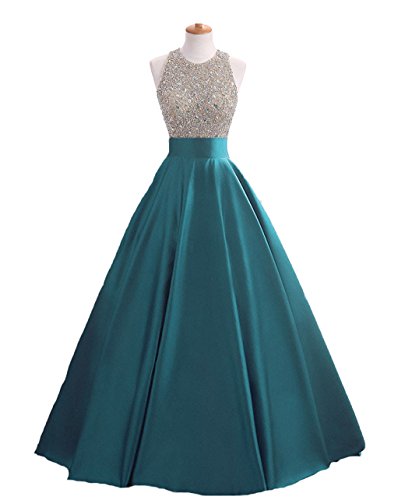 HEIMO Women's Sequins Keyhole Back Evening Ball Gown Beaded Prom Formal Dresses Long H095 0 Teal - Thumbnail 6