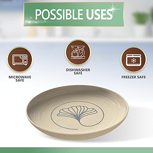 Greenature Wheat Straw Plates Set of 4 Dinnerware for Kids and Adults