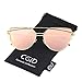 CGID Women's Modern Fashion Mirror Polarized Cat Eye Sunglasses Oversized Goggles UV400,Gold Pink