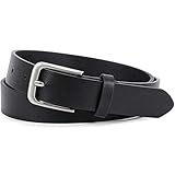 Women Casual Leather Belt for Jeans, Fashion Ladies Waist Dress Belt M, Black