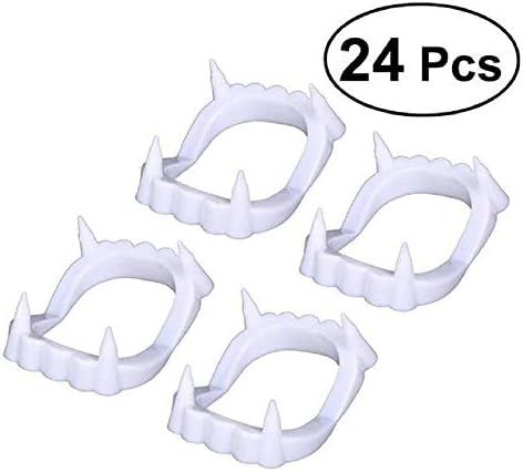 Wellthings 24Pcs Halloween Costumes White Vampire Fangs Plastic Vampire Teeth Party Cosplay Prop