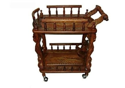 Silver Line Wooden Service Trolley/Dining Service Trolley/Kitchen Tools Storage Serving Trolley -18?18?25, Brown