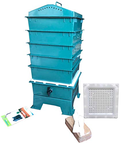 vermihut 5-tray worm compost bin, dark green - import it all