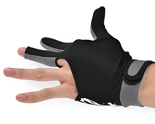 Ace Select Billiard Pool Cue Glove 1 Piece, 3 Fingers Elastic Lycra Stretchable Snooker Glove - Gray - Thumbnail 3