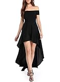 Sidefeel Women Off Shoulder High Low Maxi Party Dresses Large Black