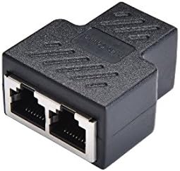 Seotic Network Splitter Adapter, RJ45 Female to 2 Female Port LAN Ethernet Socket Connector Adapter Interface, 8P8C Extender Plug LAN Network Connector for Cat5 Cat5e Cat6 Cat7 (Black)