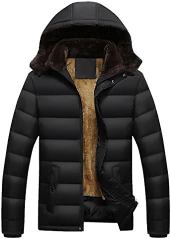 PHerMAN Men's Waterproof Fleece Ski Jacket Windproof Down Coat Puffer Jacket with Removable Hood (US L/Tag XXXL, Black)