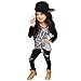 DaySeventh Toddler Girls Outfit Clothes Print T-shirt Tops+Long Pants Trousers 1Set, Black, Size:3T Label Size:90