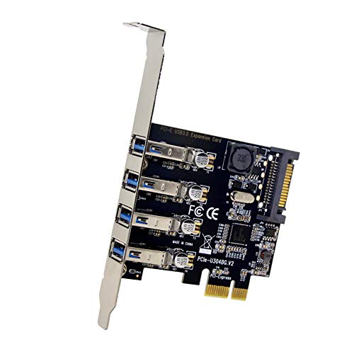 Pcie To Usb 3 0 Adapter 4 Port Usb 3 0 To Pci Express Expansion Card With 8cm Low Profile Bracket For 2u Case Usb3 0 Pci E Controller Hub For Desktop Pc Support Windows Xp 7 8 10