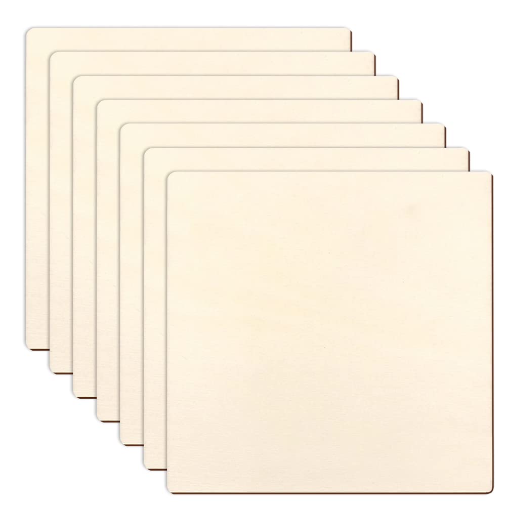 Haohai 6 Pieces 20 x 20cm Wood for Crafts, Unfinished Square Wood Plaque, Wooden Cutouts for Door Design Painting (6Pcs Square)