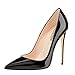 Modemoven Women's Black Pointy Toe High Heels Slip On Stilettos Large Size Wedding Party Evening Pumps Shoes 7.5 M US