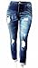 JACK DAVID Womens Plus Size Ripped Destroy Blue Denim Roll up Distressed Jeans Pants