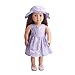 Dovewill Lovely Floral Dress Hat Suit Beach Outfit for 18'' American Girl Our Generation Zapf Baby Born Dolls Clothes Purple