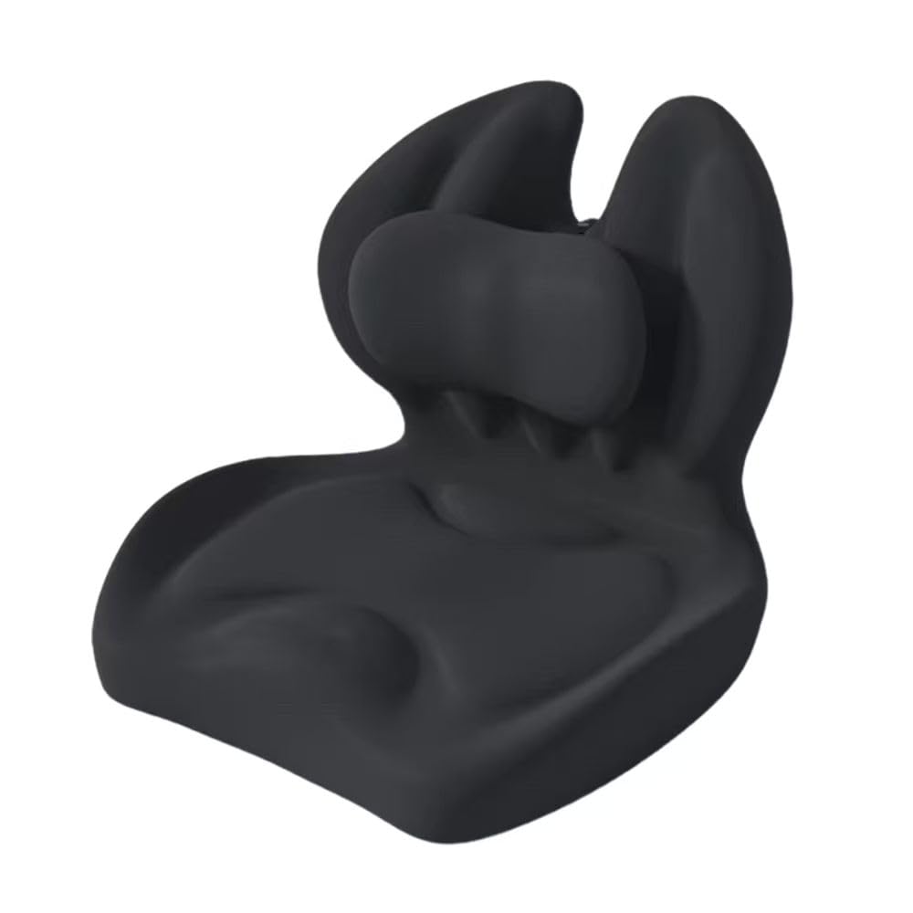 Photo 1 of LuhjLyhj Adjustable Memory Foam Lumbar Cushion - Ergonomic Lower Back Support Pillow with Cotton Cover, Mid-Height Customizable Design for Office Chair, Car Seat, Long Sitting (Black, Large)