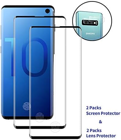 Galaxy S10 Screen Protector for Samsung S10,[2 -Pack], [9H Hardness], Tempered Glass Protector Compatible for Samsung S10 with Camera Lens Protector, [Case Friendly]