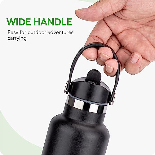 Prurex Lid with Straws Fits Hydro Flask Standard Mouth 18, 21, 24 oz,  Flexible Handle Leak Proof Sports Cap Fi