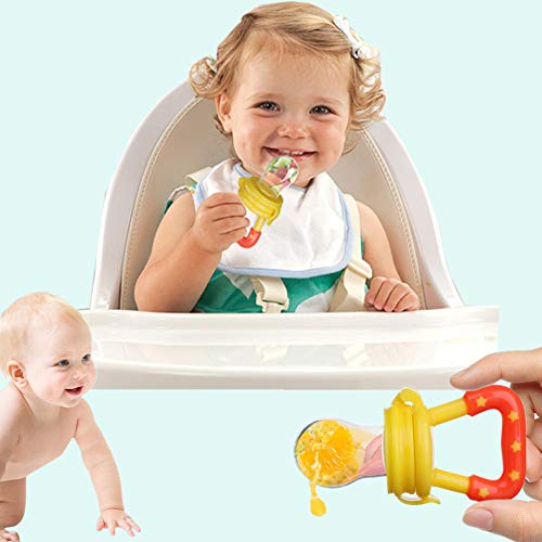 Baby Fresh Food Feeder 3Pack Fruit Silicone Nipple Teething Toy Reusable Aching Gums Pacifier Yellow