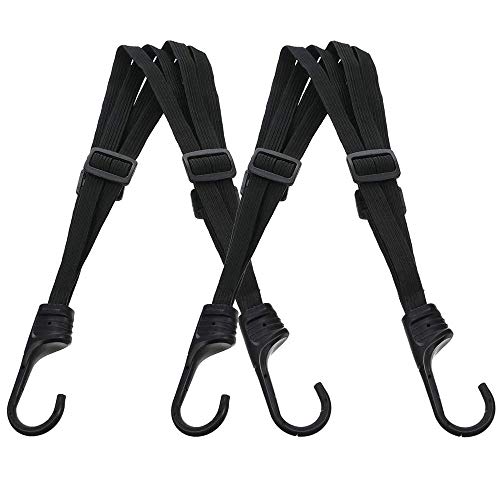 Zilong 荷台用 ゴムひも ゴム紐 2本セット 荷物固定紐 長さ60cm 自由伸縮 ゴムロープ ゴムバンド 荷崩れ防止 両端フック付き 伸縮調整可能 固定ひも バイク オートバイヘルメット スクーター 自転車 荷物固定 ブラック