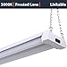 LED Shop Light - 40W, 5000K, Linkable, Frosted Lens, 4100LM, Replaces 4 Foot Fluorescent, Garage Shoplight Ceiling Fixture, Pull Cord Chain, Plug In