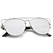 zeroUV - Technologic Full Metal Crossbar Flash Mirror Flat Lens Aviator Sunglasses 54mm (Silver / Full Mirror)