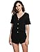 Ekouaer Womens Short Sleeves Romper Pajamas V-neck Loungewear Comfort Jumpsuit Sleepwear